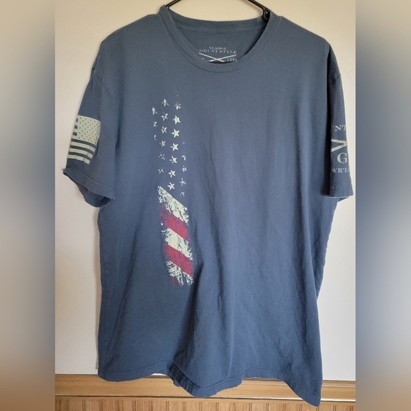 Grunt Style Men's Blue American Flag Short Sleeve Tee Size XLarge - Picture 1 of 5